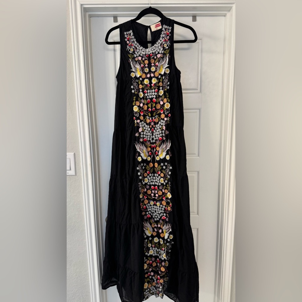Anthropologie Black Maxi Dress with Multicolor Embroidery - Picture 8 of 10